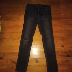Ae skinny jeans dark wash distressed 4